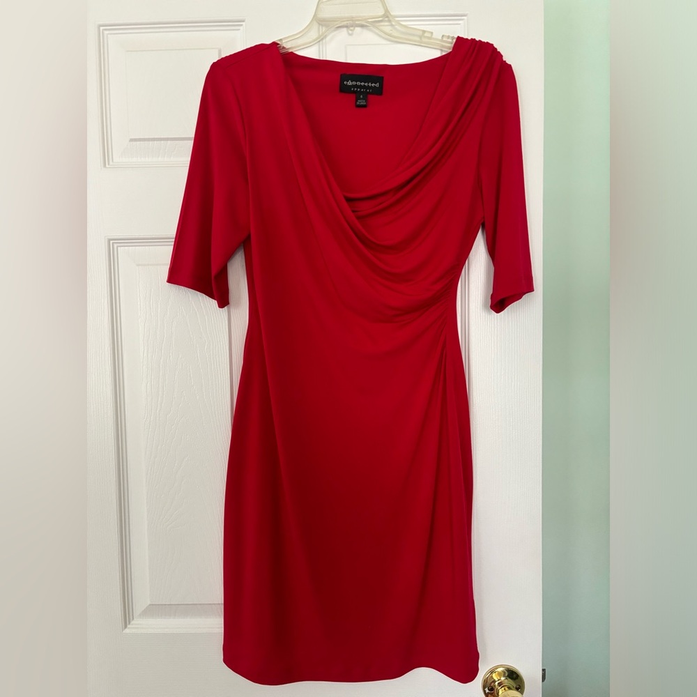 Elegant Red Draped Dress